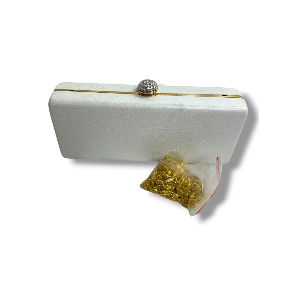 Unbranded Evening Bag Women White Good Faux Snakeskin Rhinestone Clasp Clutch